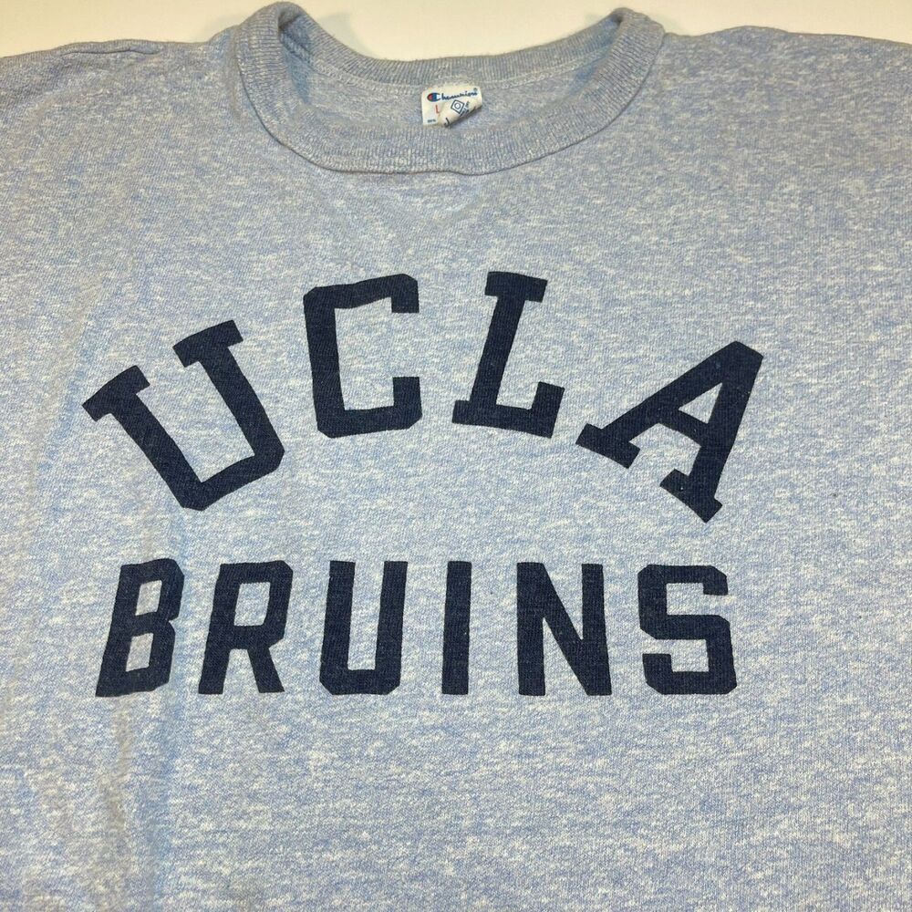 Vintage 80s 1980 CHAMPION UCLA BRUINS COLLEGE T SHIRT Sz Mens L Blue